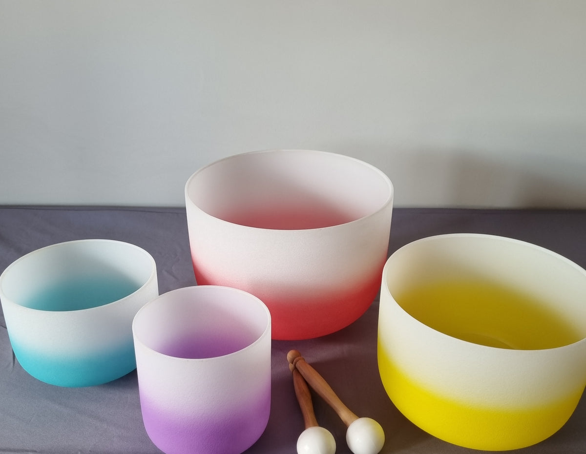 Set of 4 Gradient Coloured Crystal Singing Bowls